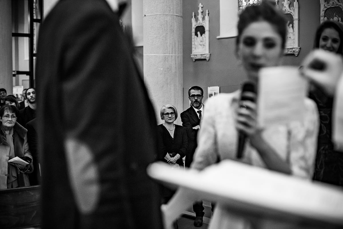 Mariage en hiver au Manoir de la Garde. Castille ALMA photographe de mariage. Echange des voeux.