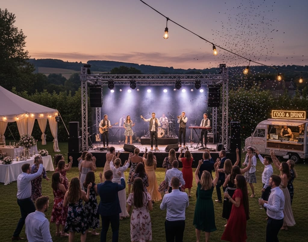 Un mariage vibrant à Lyon avec musique et danse sous un ciel étoilé.